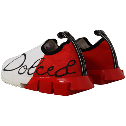 Dolce & Gabbana White Red Sorrento Sandals Sneakers