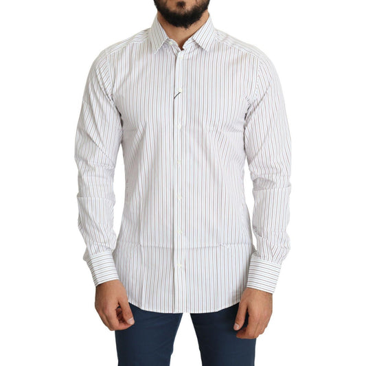 Dolce & Gabbana Elegant White Striped Cotton Dress Shirt Dolce & Gabbana