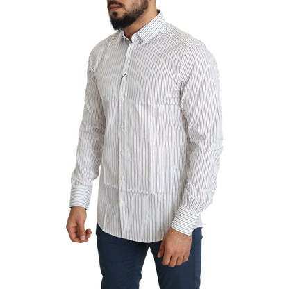 Dolce & Gabbana White Striped Formal MARTINI Shirt