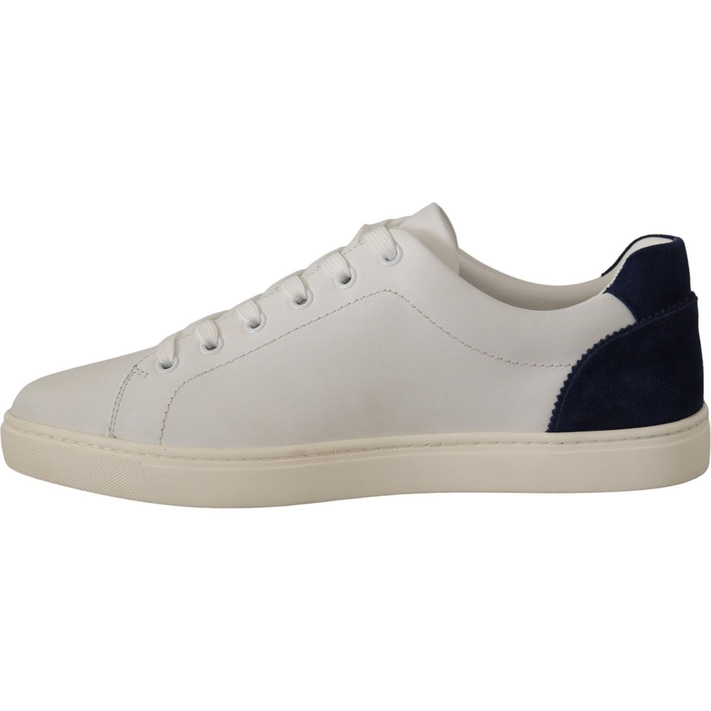 Dolce & Gabbana Elegant White and Blue Low-Top Leather Sneakers Dolce & Gabbana