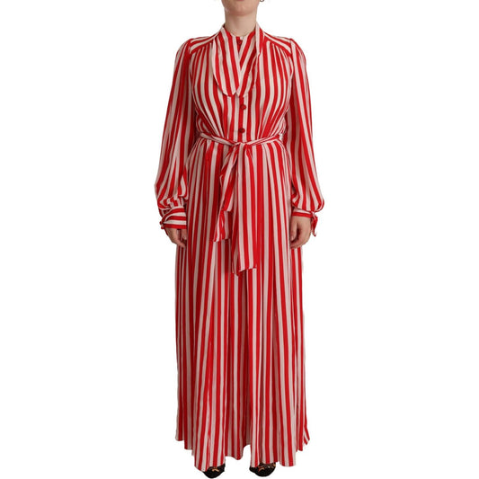 Dolce & Gabbana Elegant Striped Silk Maxi Dress Dolce & Gabbana