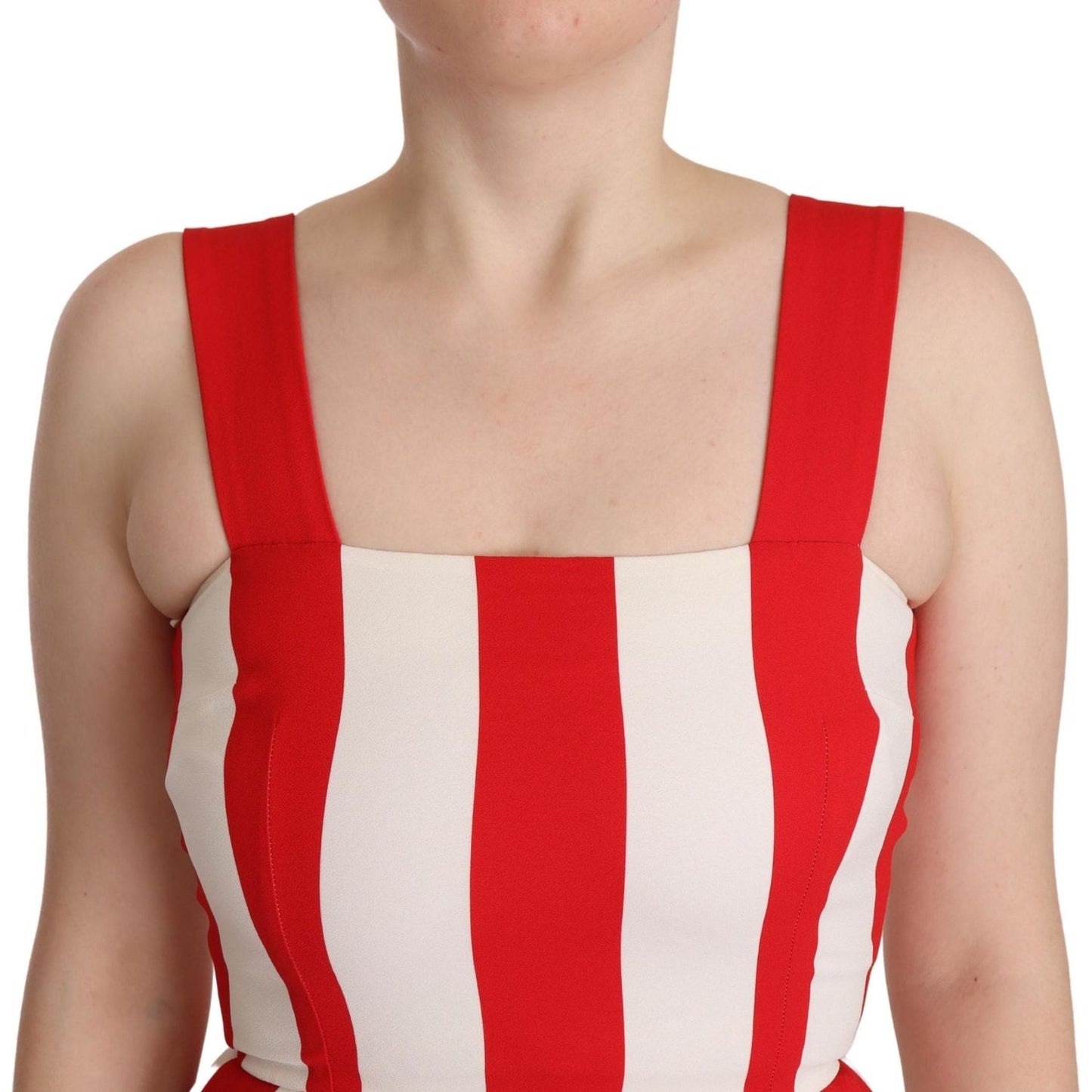 Dolce & Gabbana White Red Stretch Shift A-line Gown Dress