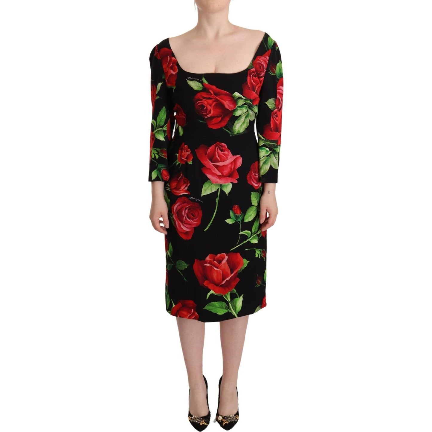 Dolce & Gabbana Elegant Floral Print Silk Sheath Dress Dolce & Gabbana