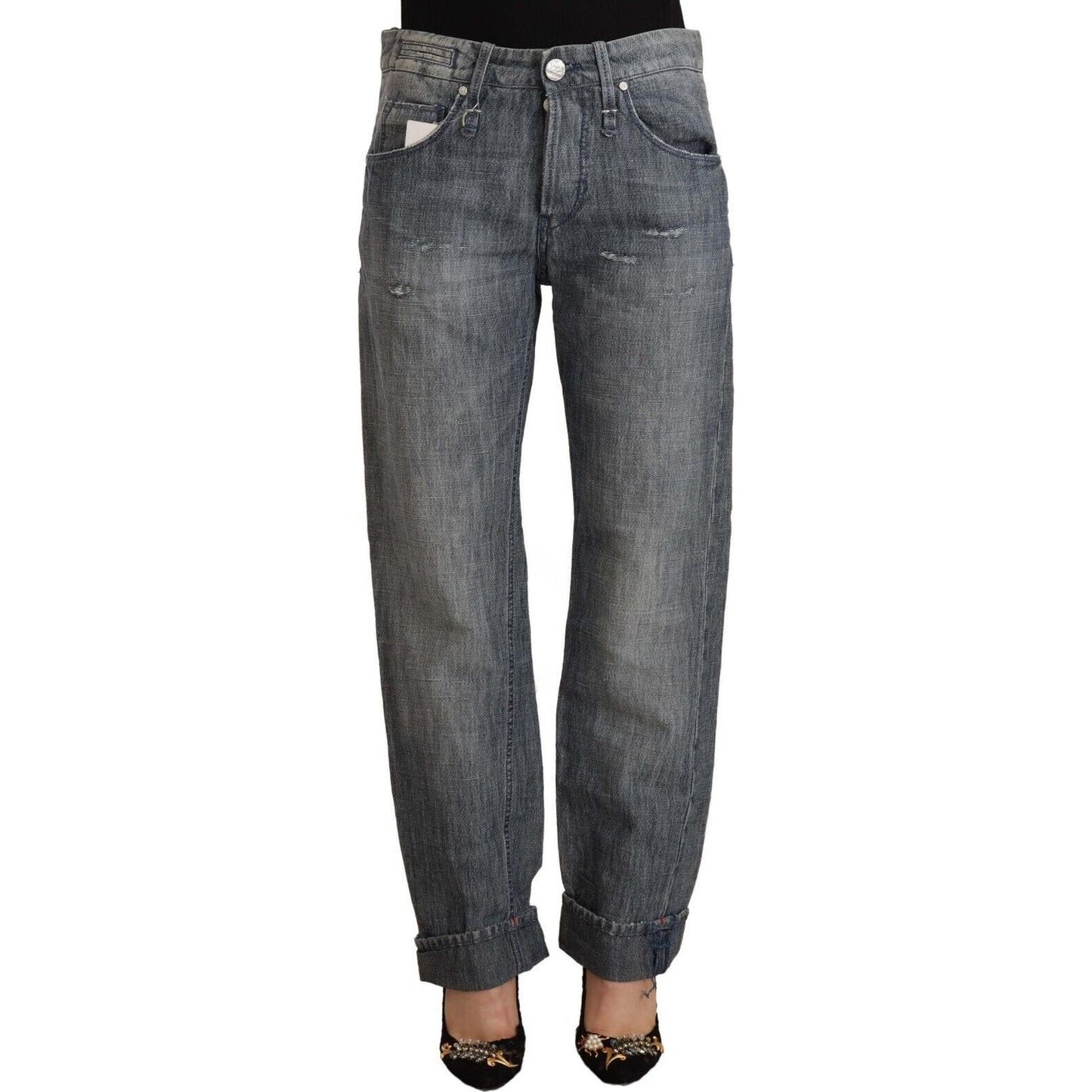 Acht Chic Gray Washed Straight Cut Jeans Acht