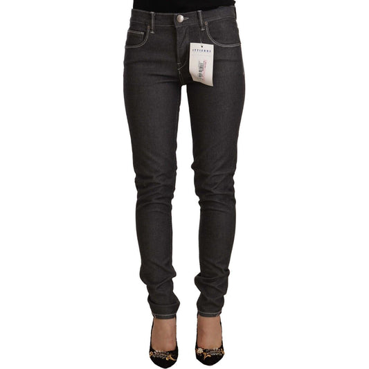Acht Black Low Waist Skinny Denim Slim Fit Jeans