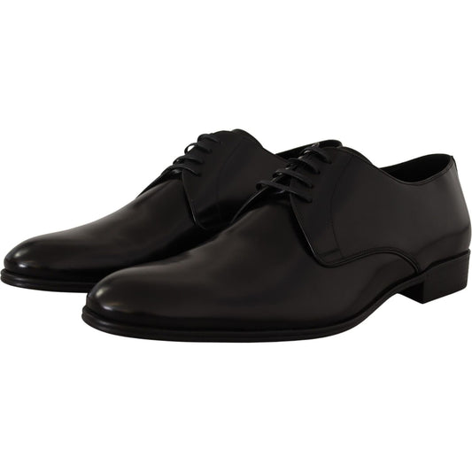 Dolce & Gabbana Elegant Black Leather Derby Shoes Dolce & Gabbana