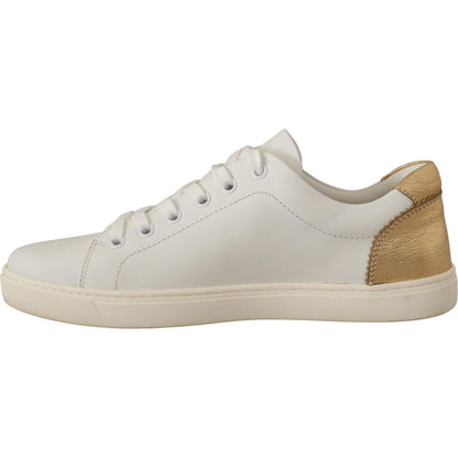 Dolce & Gabbana White Gold Leather Low Top Sneakers