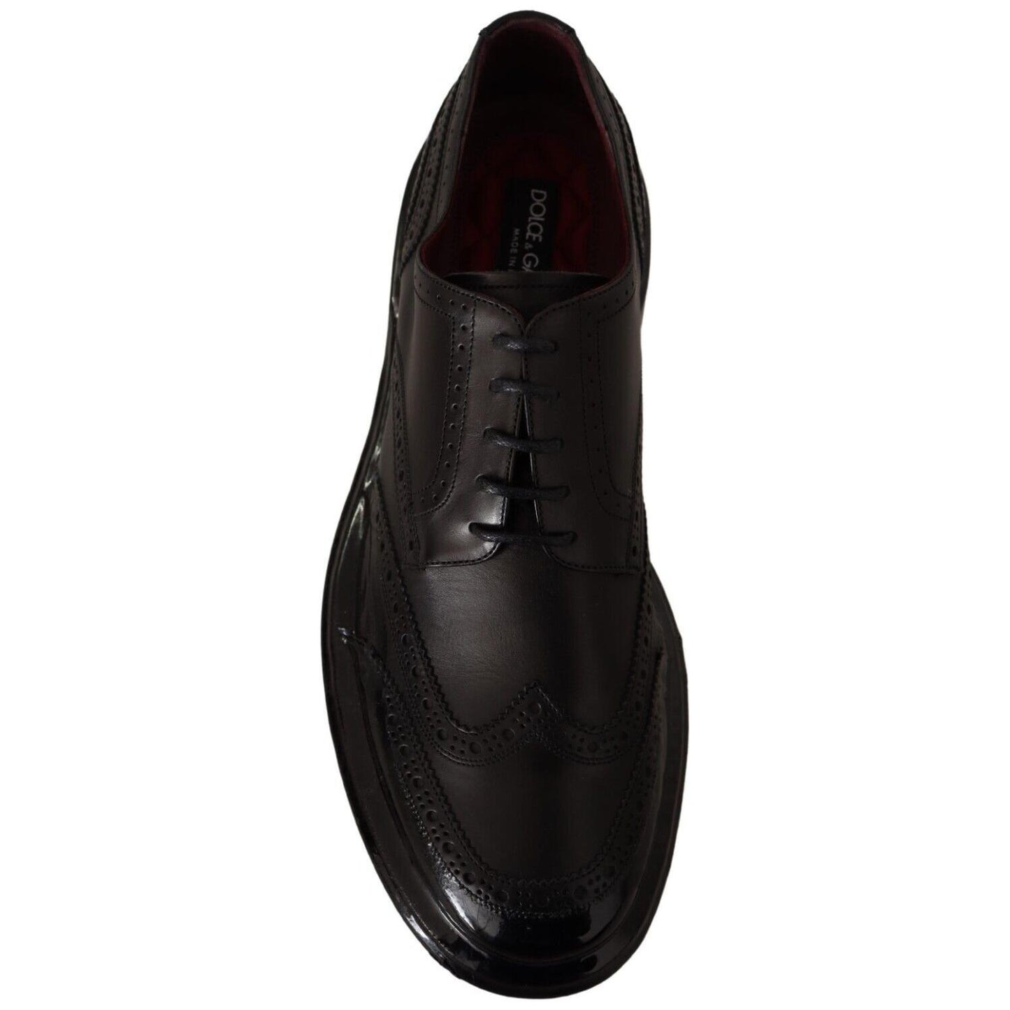 Dolce & Gabbana Black Leather Oxford Wingtip Formal Derby Shoes