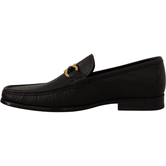 Salvatore Ferragamo Elegant Black Calf Leather Loafers Dress Shoes Salvatore Ferragamo