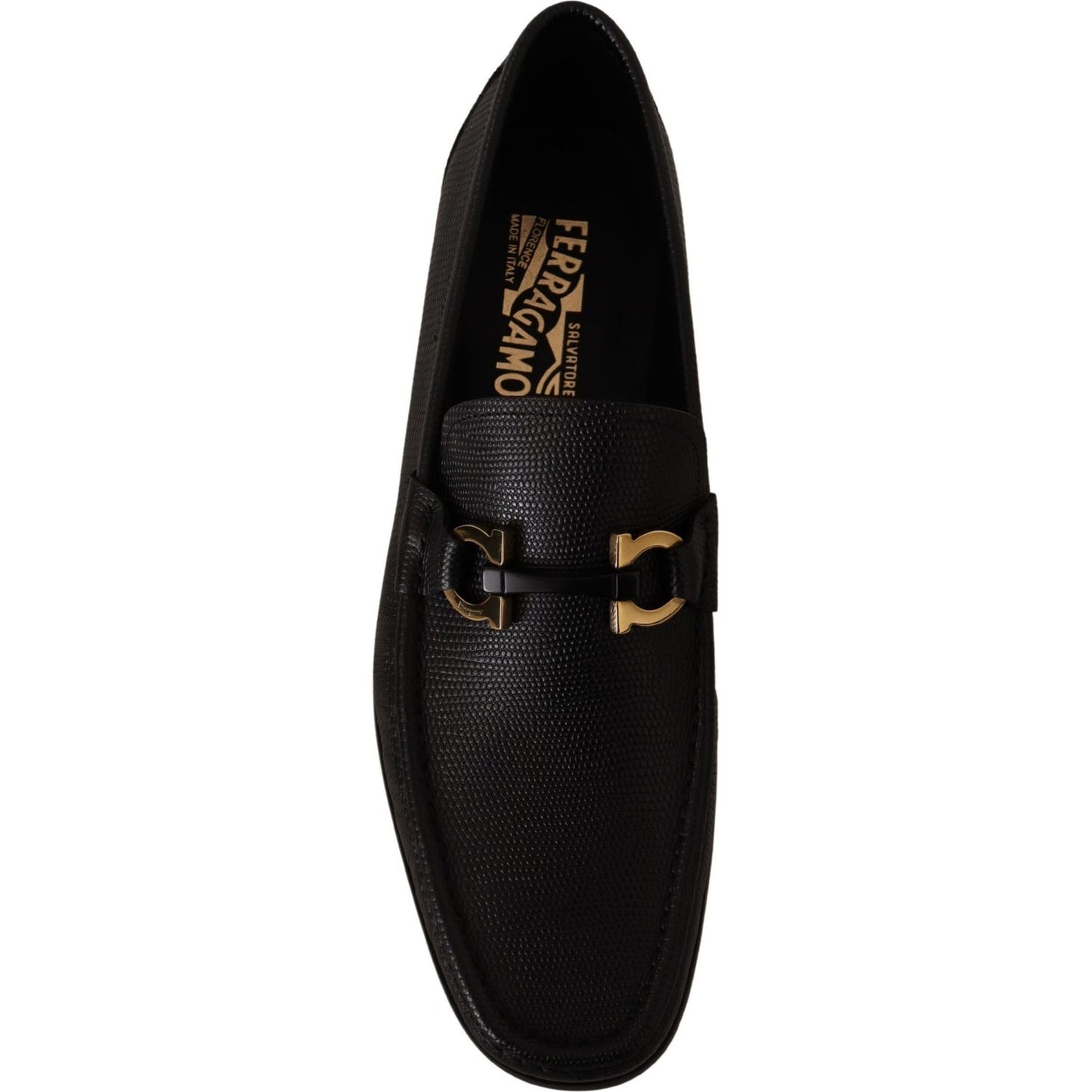 Salvatore Ferragamo Black Calf Leather Moccasins Loafers Shoes