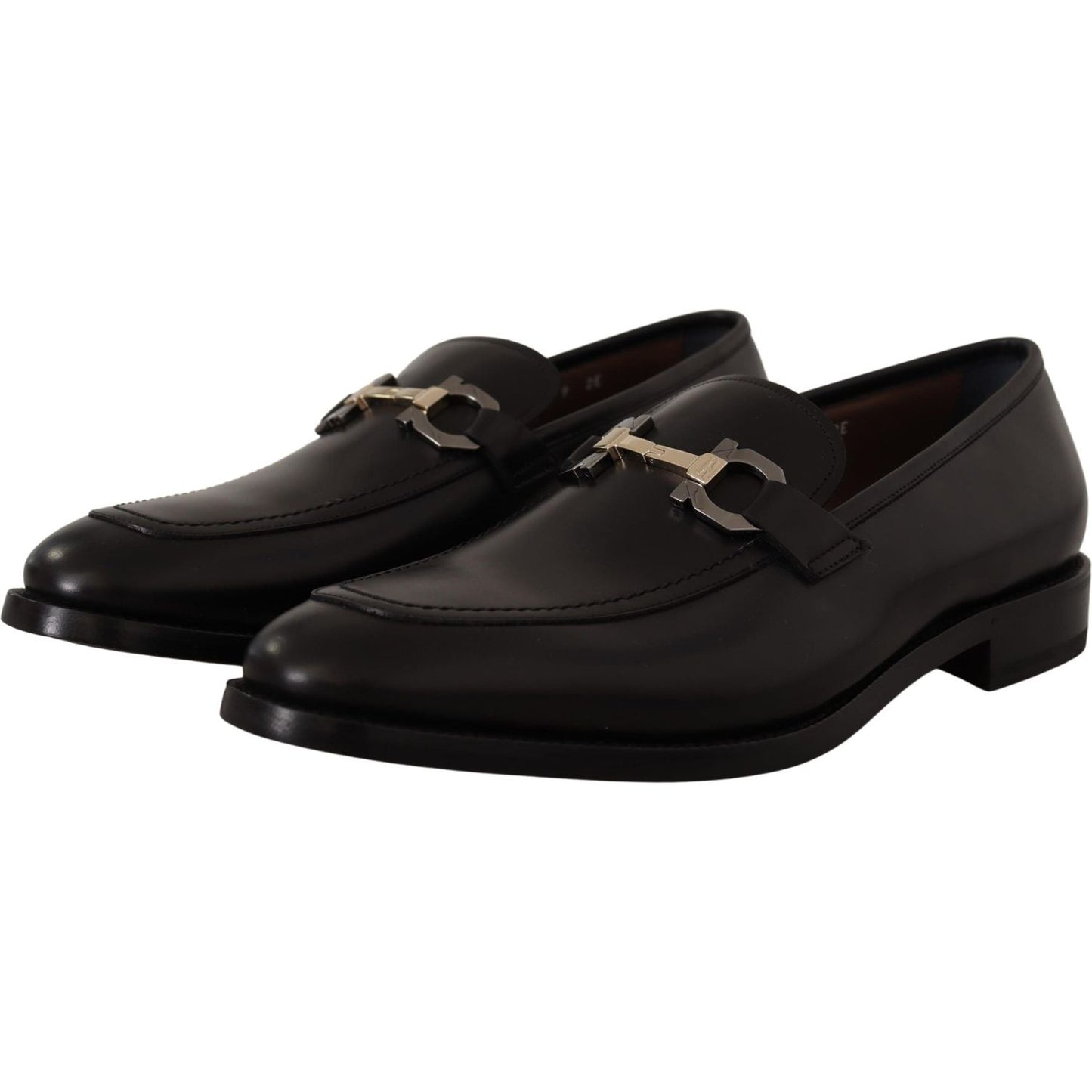 Salvatore Ferragamo Black Calf Leather Moccasin Formal Shoes