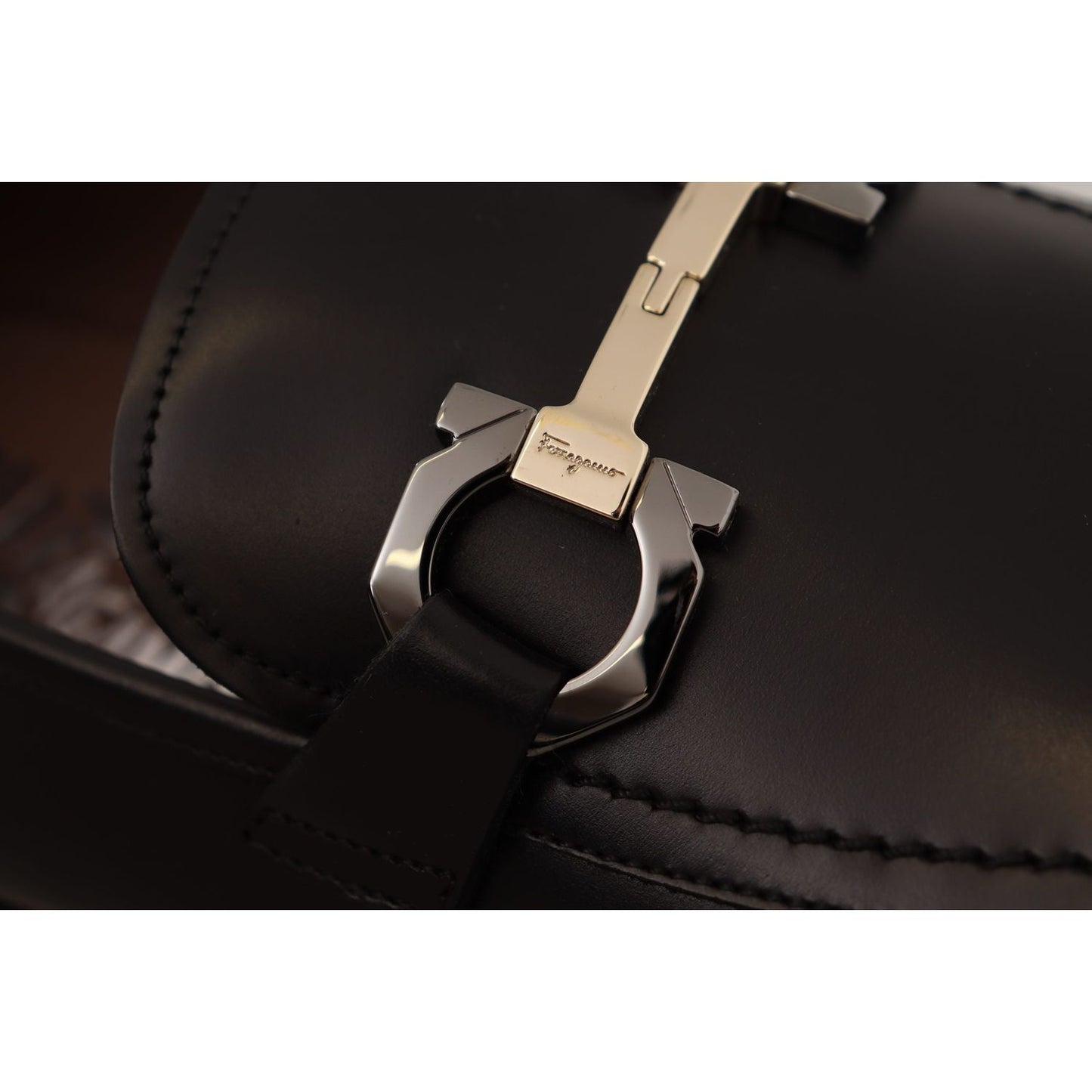 Salvatore Ferragamo Black Calf Leather Moccasin Formal Shoes