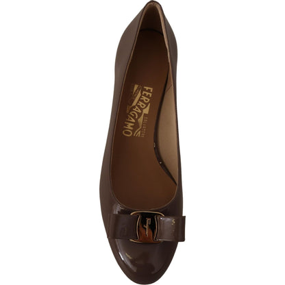 Salvatore Ferragamo Brown Naplak Calf Leather Pumps Shoes