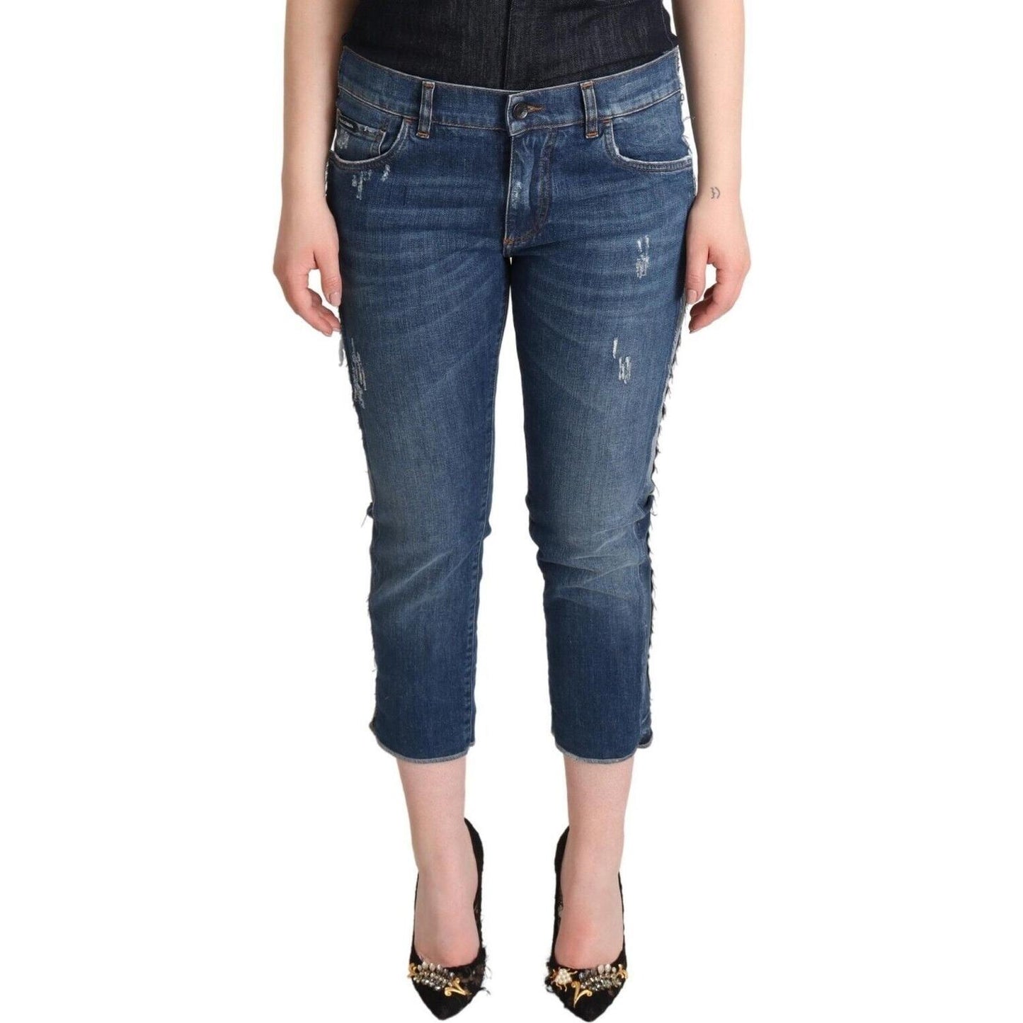 Dolce & Gabbana Elegant Mid-Waist Cropped Denim Dolce & Gabbana