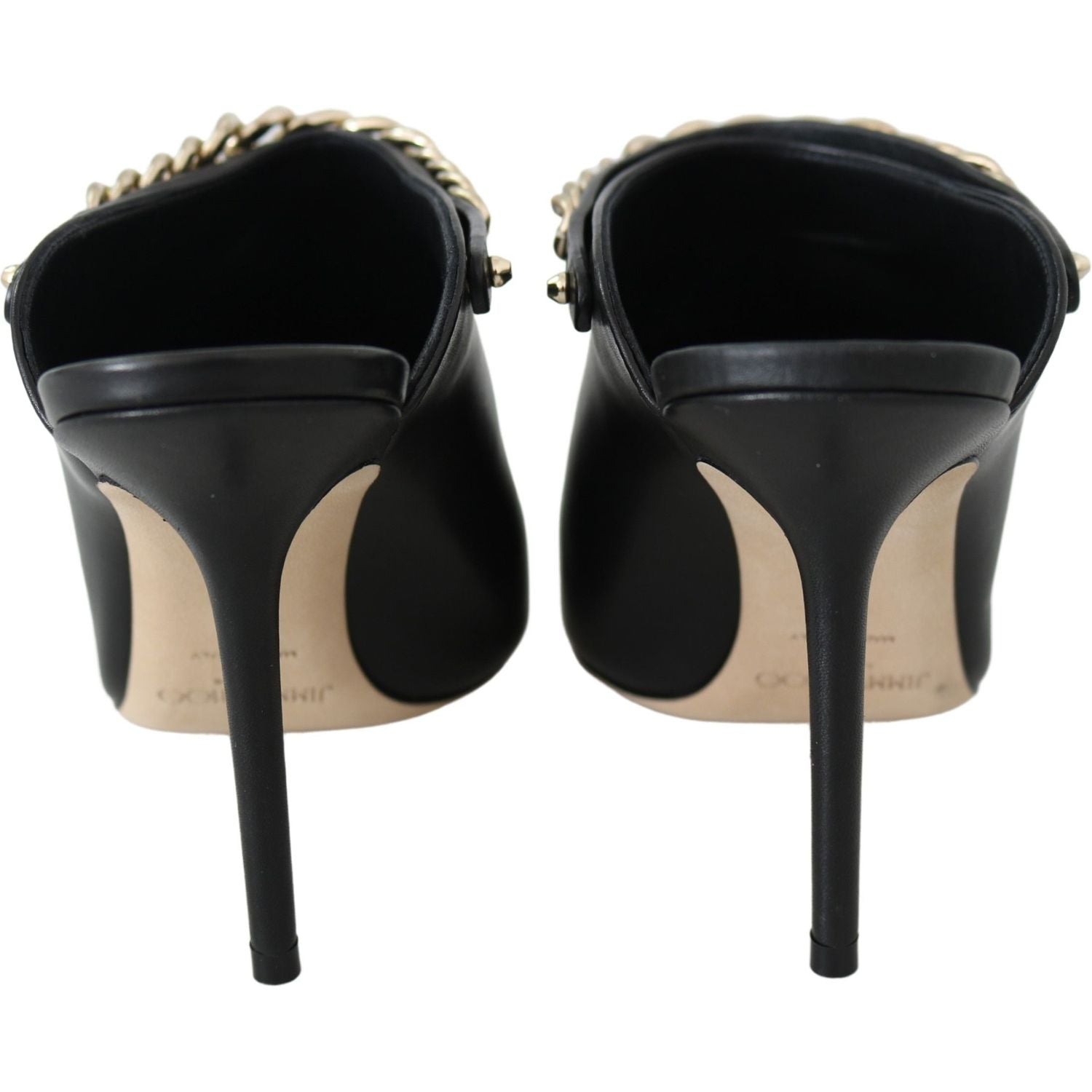 حذاء جيمي تشو الأنيق المصنوع من الجلد باللون الأسود والذهبي