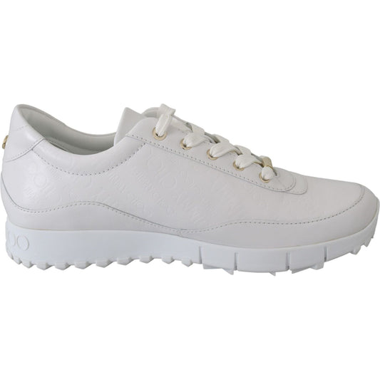 Jimmy Choo Elegant White Leather Sneakers Jimmy Choo