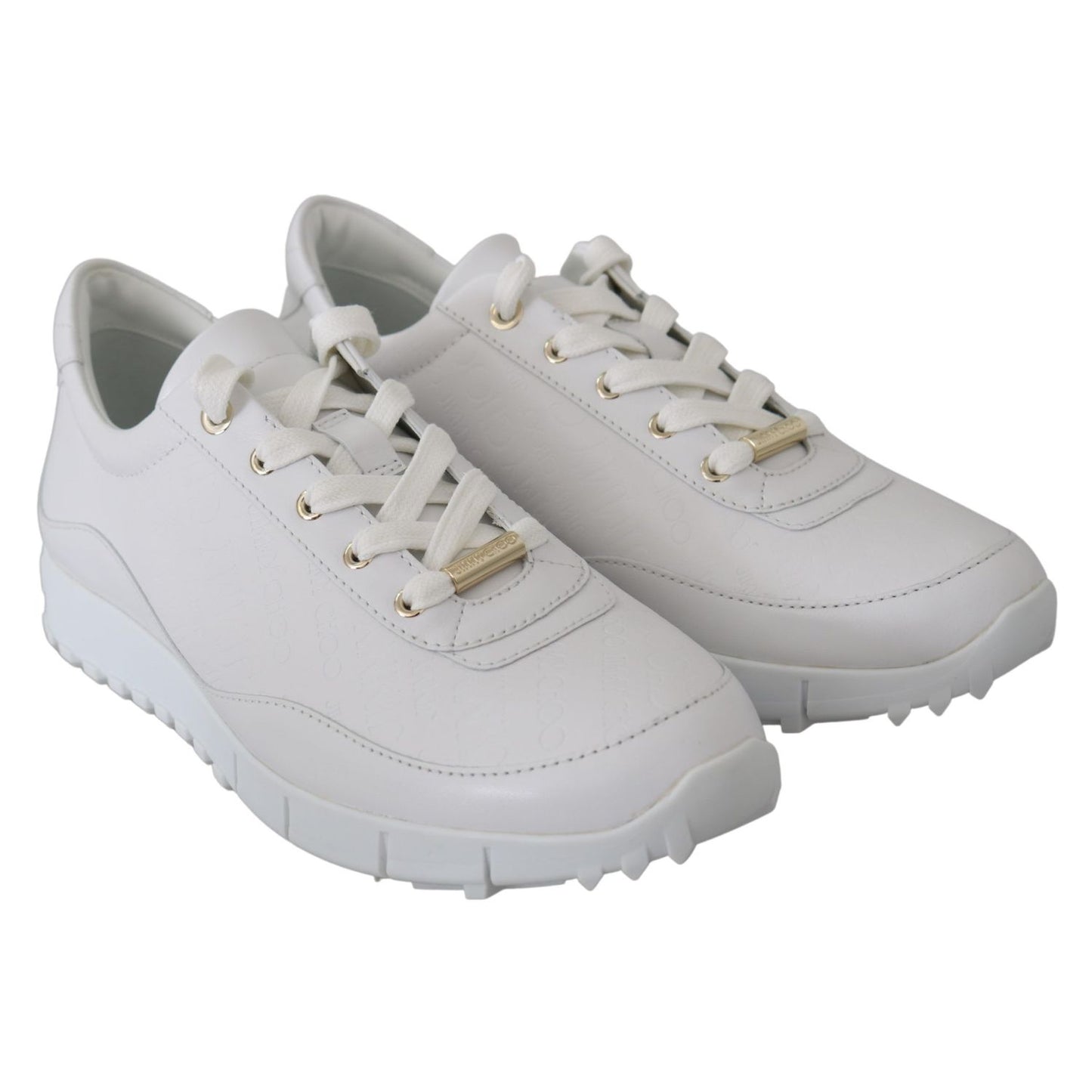 Jimmy Choo White Leather Monza Sneakers