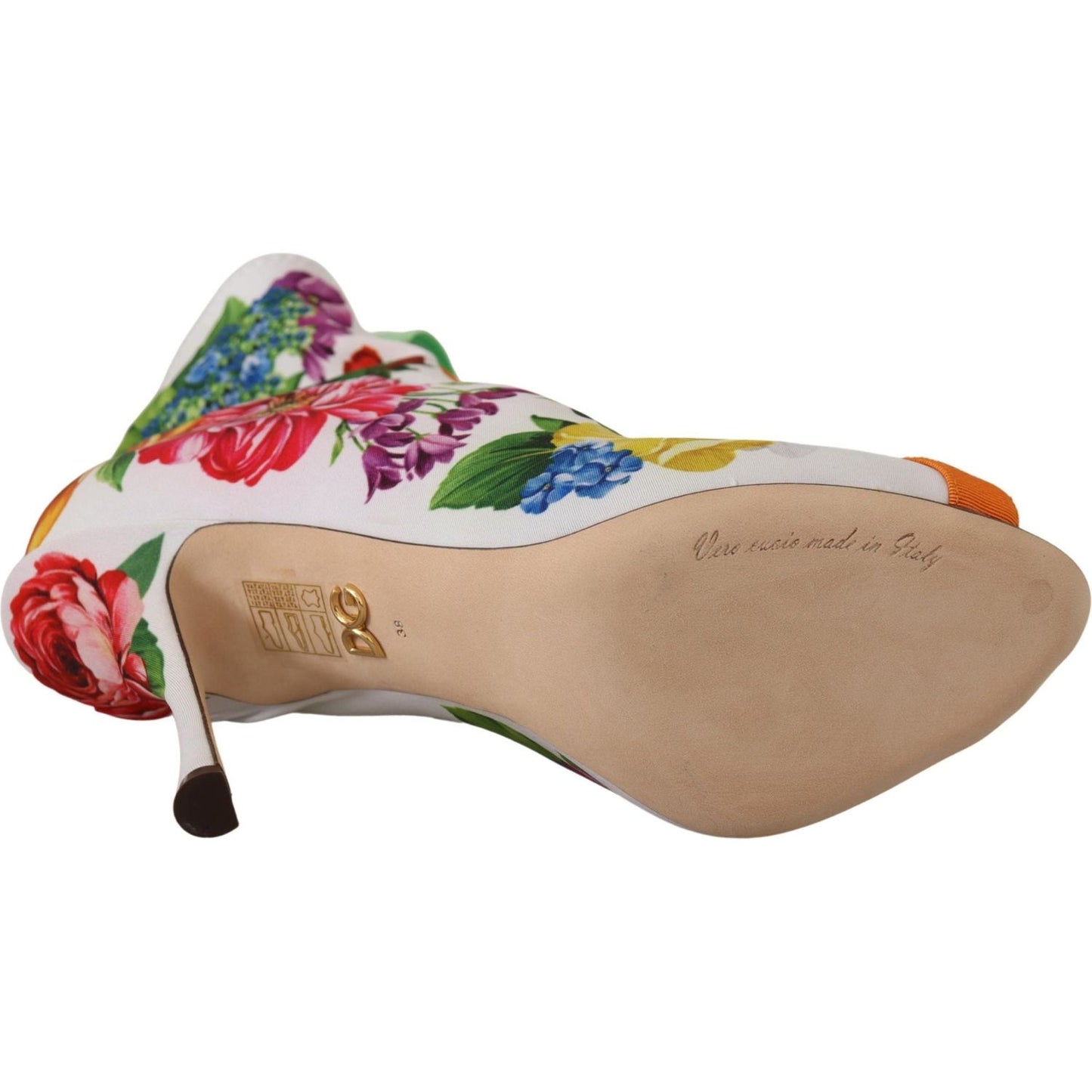 Dolce & Gabbana Floral Open Toe Jersey Heels Dolce & Gabbana