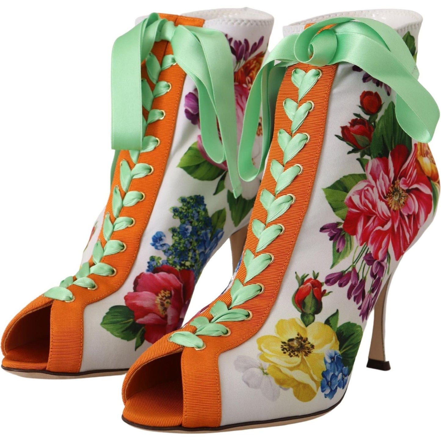 Dolce & Gabbana Floral Open Toe Jersey Heels Dolce & Gabbana