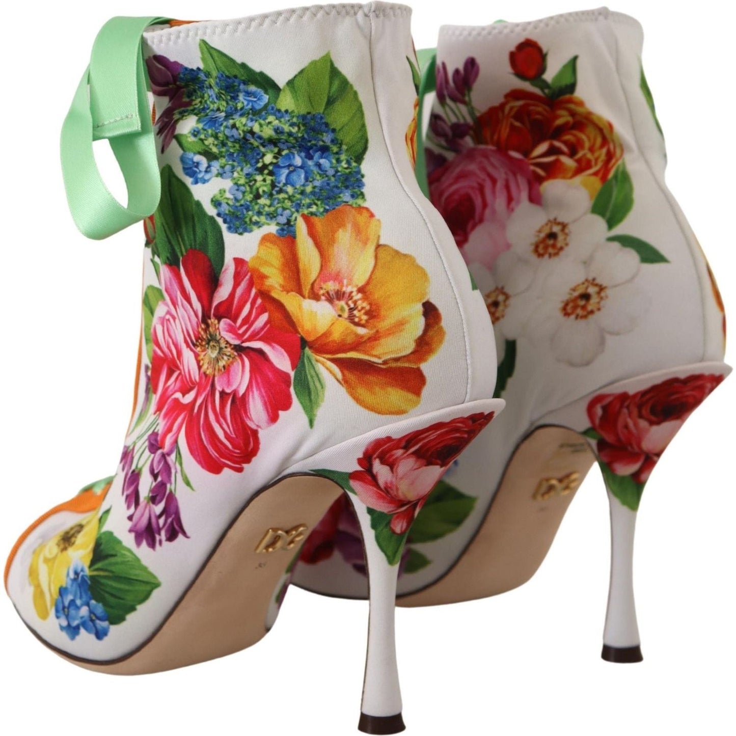 Dolce & Gabbana Floral Open Toe Jersey Heels Dolce & Gabbana