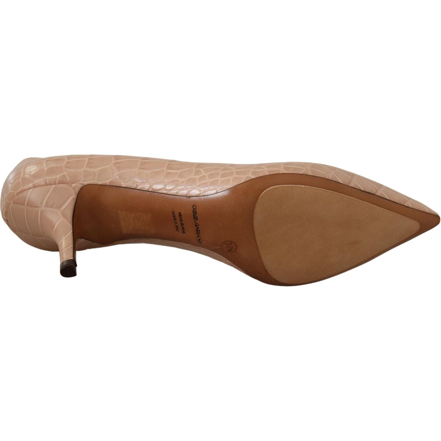 Dolce & Gabbana Beige Leather Pointed Heels Pumps Shoes