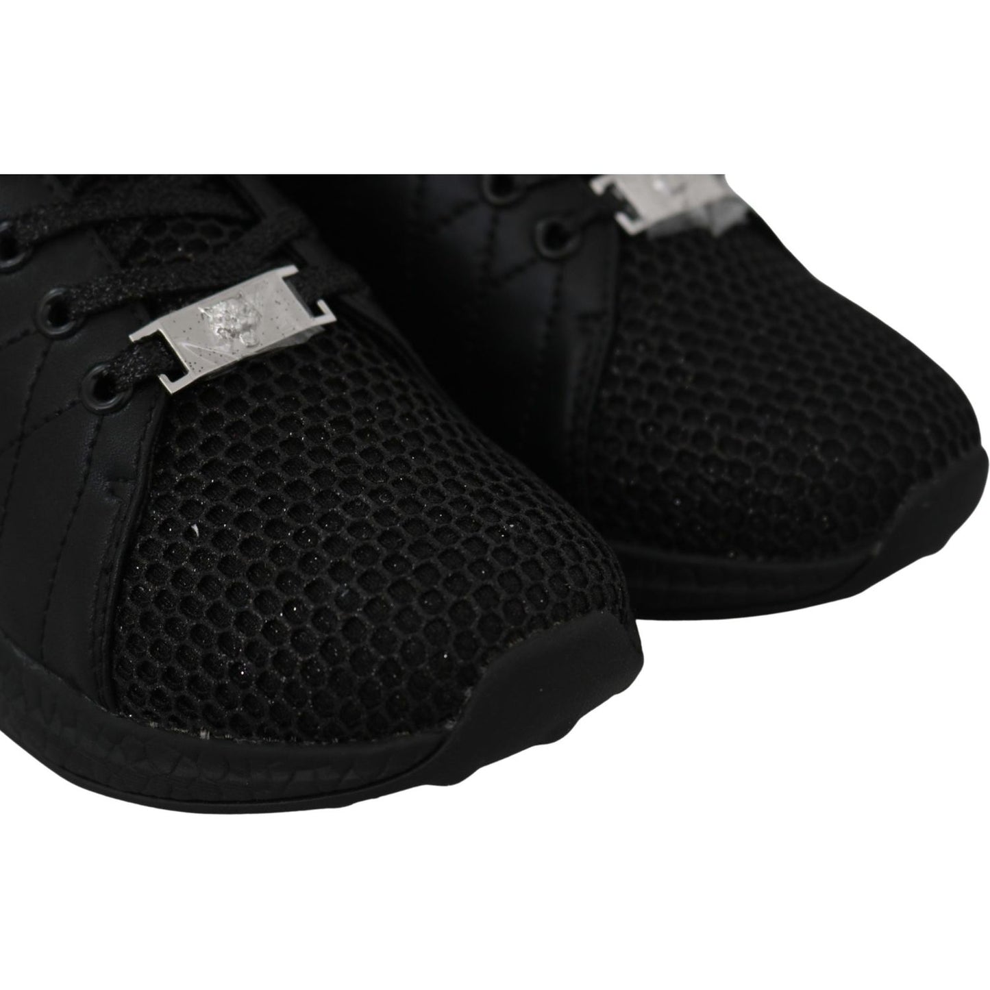 Plein Sport Black Polyester Runner Gisella Sneakers Shoes
