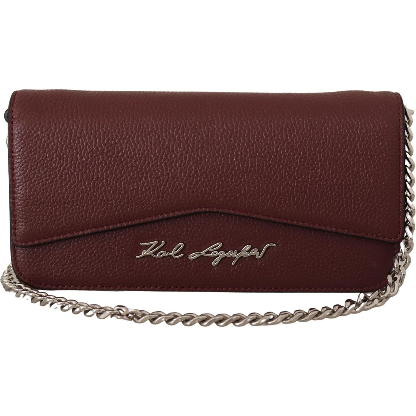 Karl Lagerfeld Elegant Wine Leather Evening Clutch Karl Lagerfeld