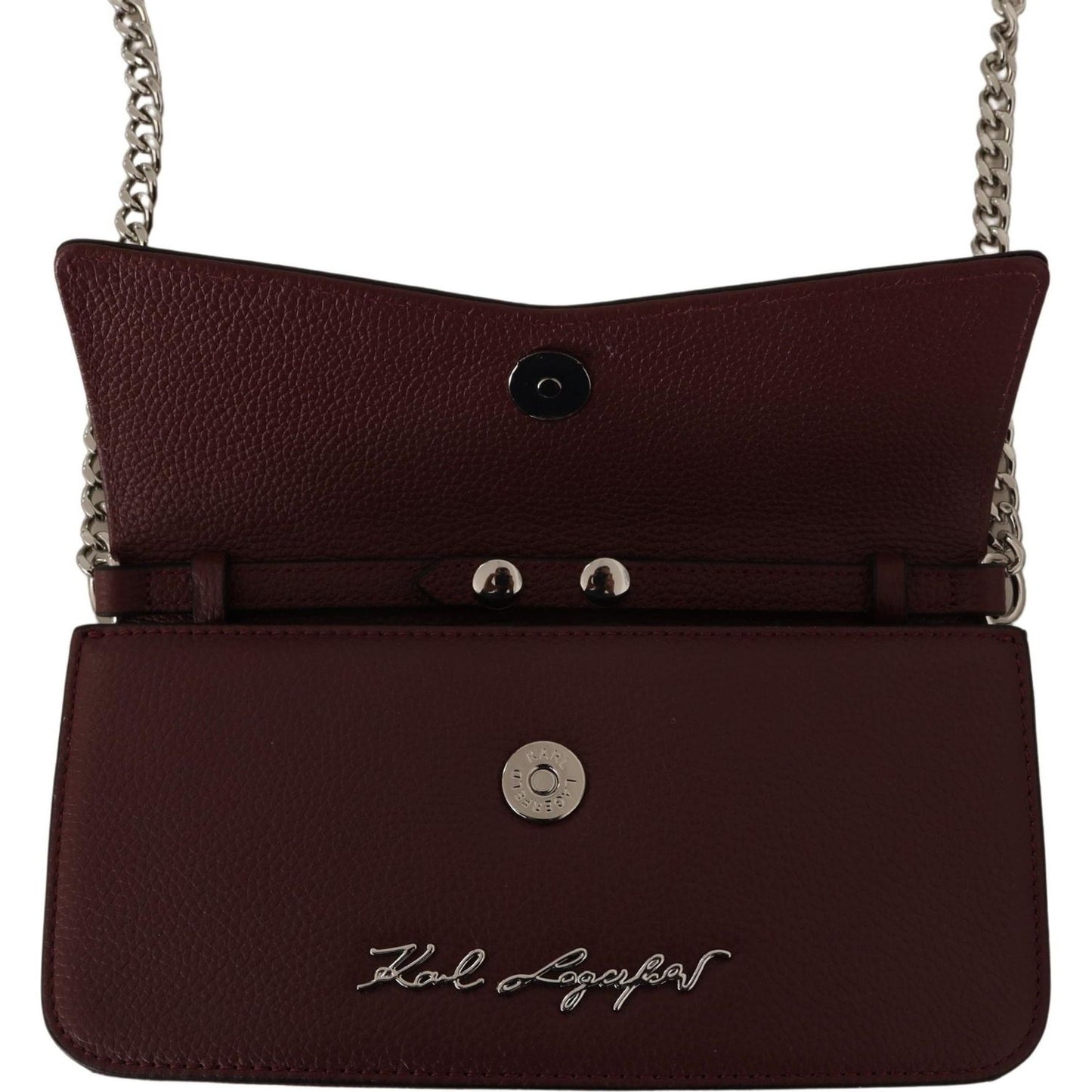 Karl Lagerfeld Elegant Wine Leather Evening Clutch Karl Lagerfeld