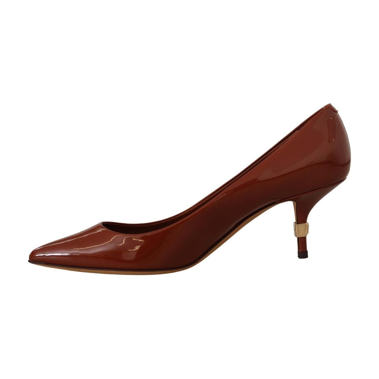 Dolce & Gabbana Brown Kitten Heels Pumps Patent Leather Shoes