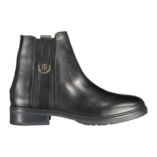 Tommy Hilfiger Black Leather Women Boot Tommy Hilfiger