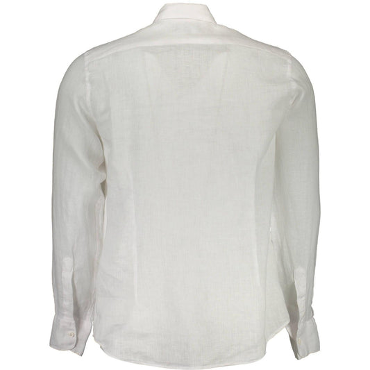 La Martina White Linen Men Shirt La Martina