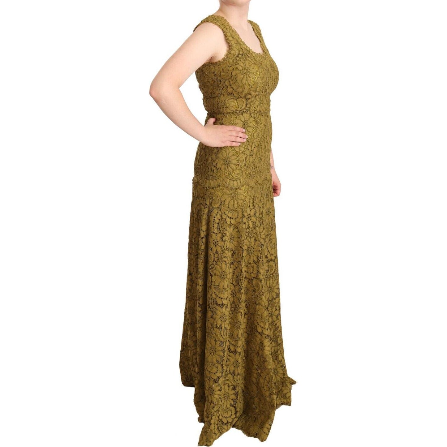 Dolce & Gabbana Elegant Lace Floor-Length Sleeveless Gown Dolce & Gabbana