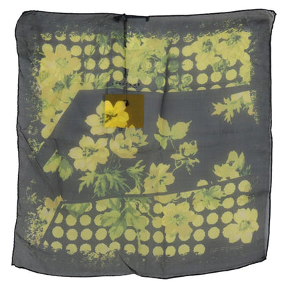 GF Ferre Black Yellow Floral Wrap Shawl Foulard Scarf