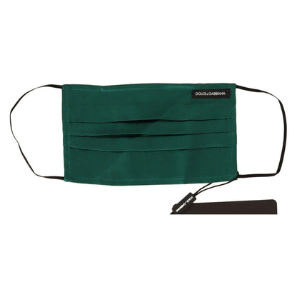 Dolce & Gabbana Green Silk Pleated Elastic Ear Strap Face Mask