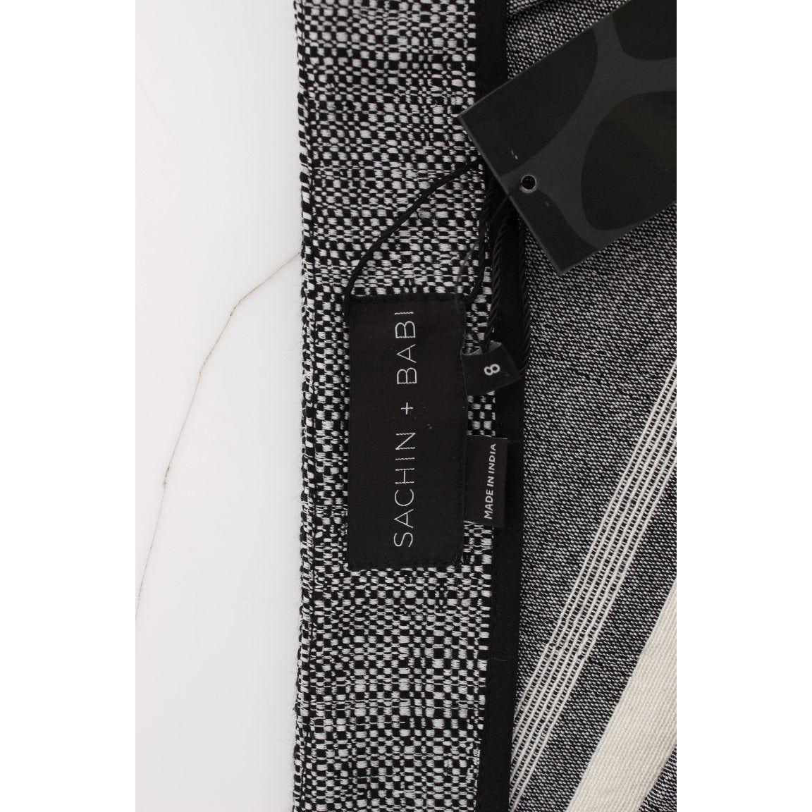 优雅的黑色和灰色皮革 Liza 裙子