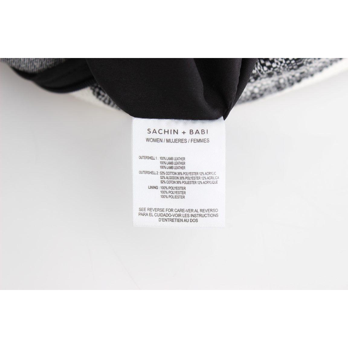 优雅的黑色和灰色皮革 Liza 裙子