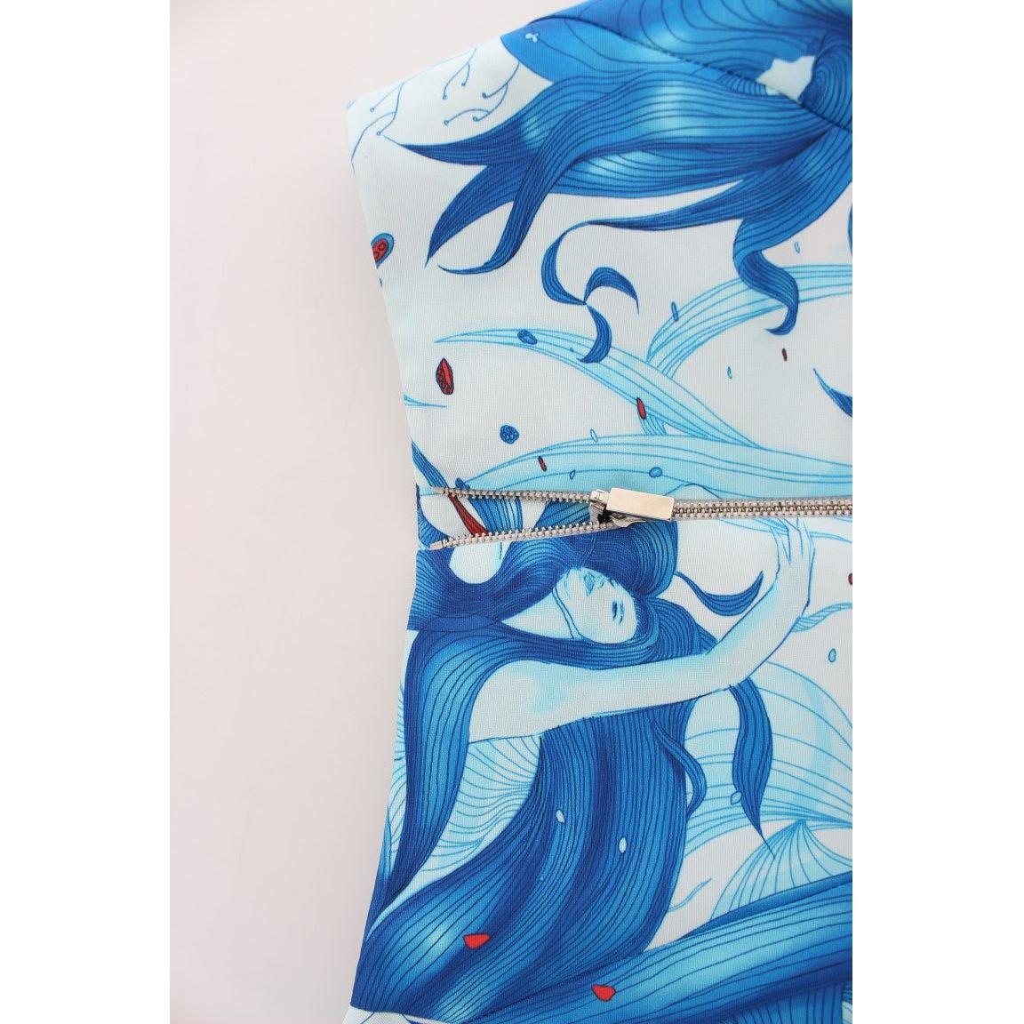 优雅壁画印花及膝半身裙