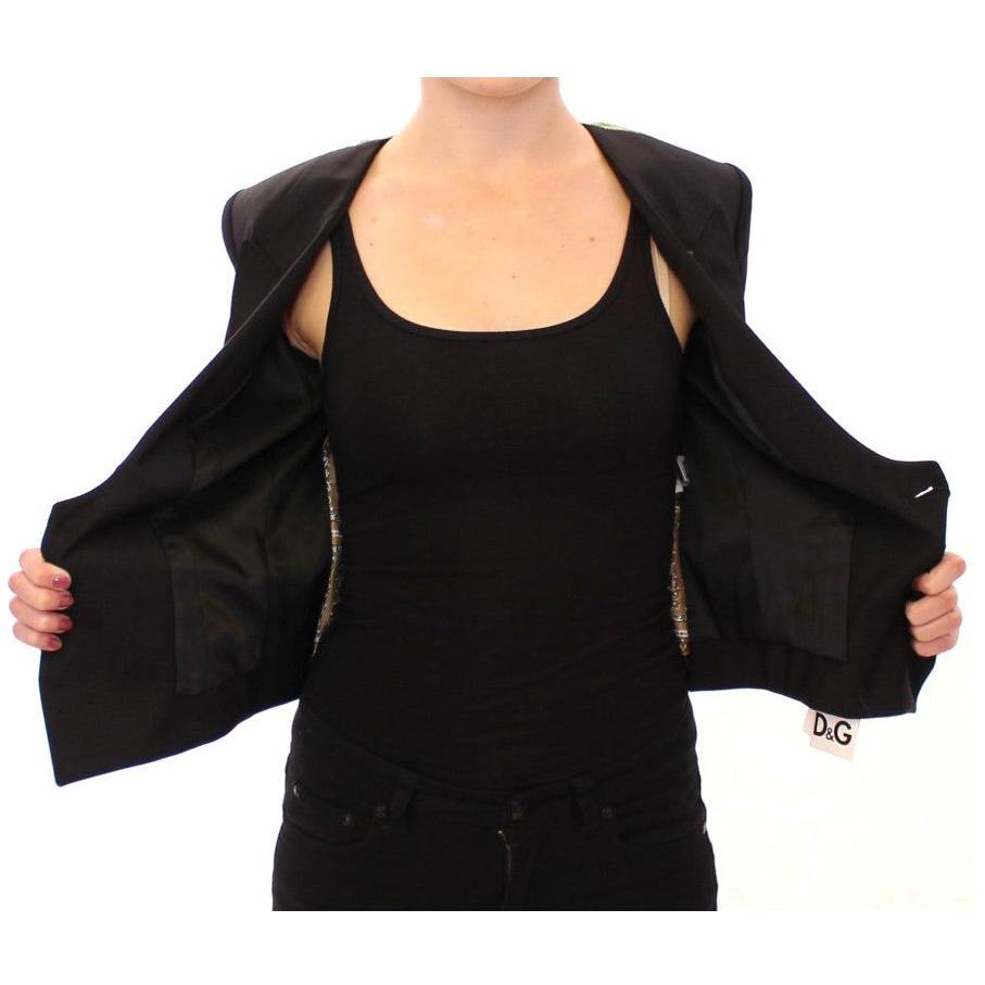 Dolce & Gabbana Elegant Silk-Blend Black Blazer with Scarf Back Detail Blazer jacket Dolce & Gabbana