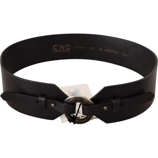 Costume National Chic Leather Fashion Belt with Silver-Tone Buckle Costume National