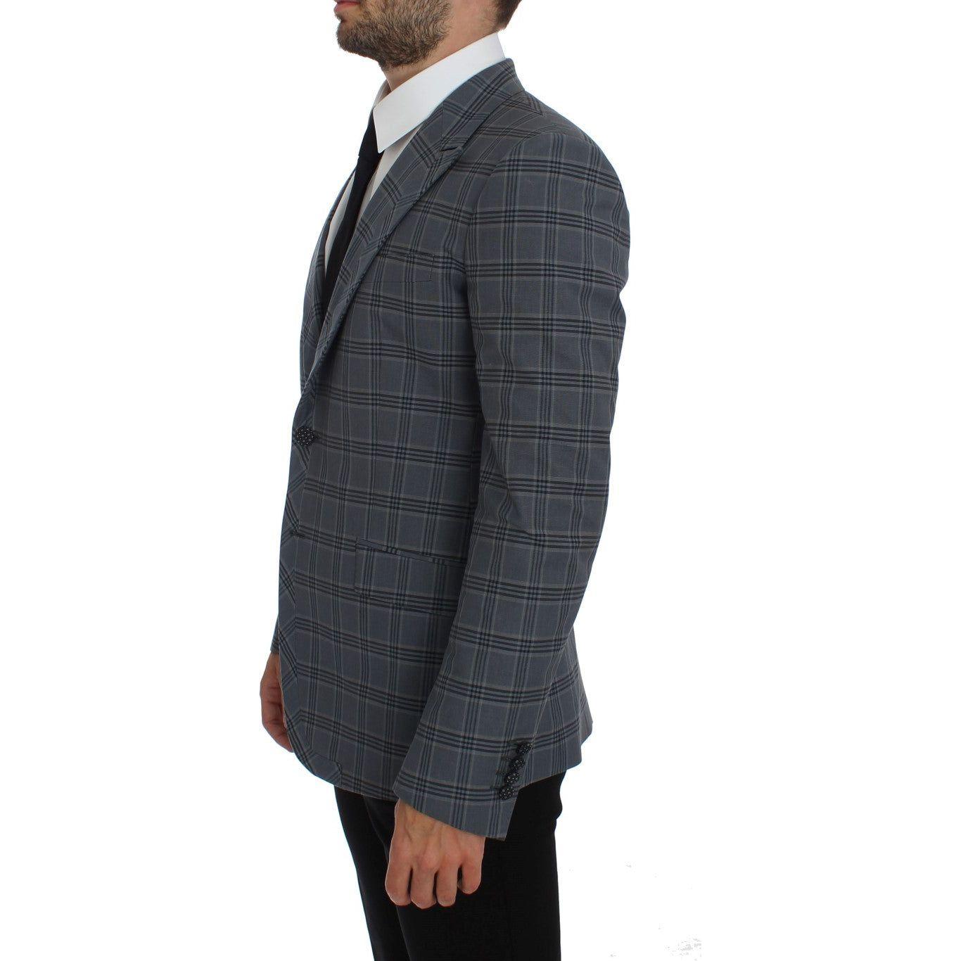 Dolce & Gabbana Elegant Blue Checkered Slim Fit Blazer Dolce & Gabbana