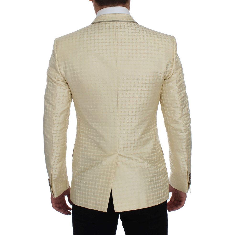 Dolce & Gabbana Beige Polka Dot Silk 2 Piece Blazer