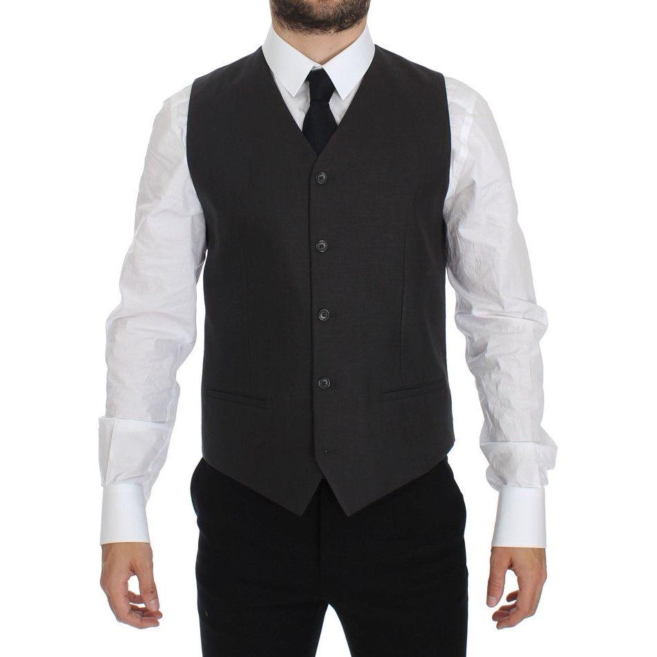 Dolce & Gabbana Elegant Gray Linen Slim Fit Blazer and Vest Dolce & Gabbana