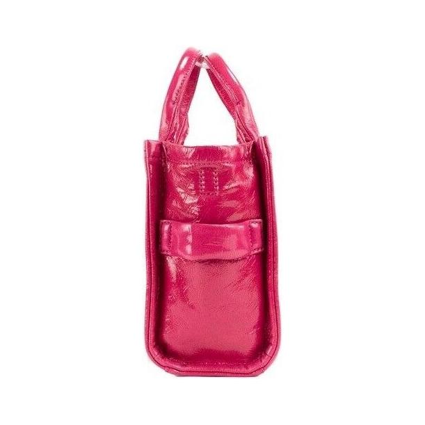 Marc Jacobs The Shiny Crinkle Mini Tote Magenta Leather Crossbody Handbag Purse Marc Jacobs