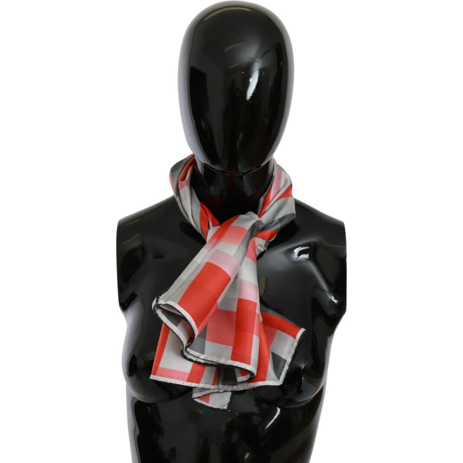 وشاح من الحرير الوطني الأنيق باللون الرمادي والأحمر