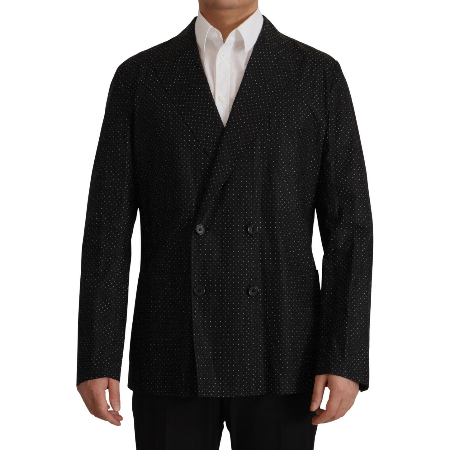 Dolce & Gabbana Black Polka Dotted Cotton Blazer Jacket
