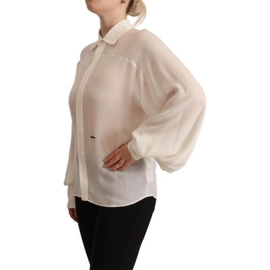 Dsquared² Elegant Off White Silk Long Sleeve Blouse Dsquared²