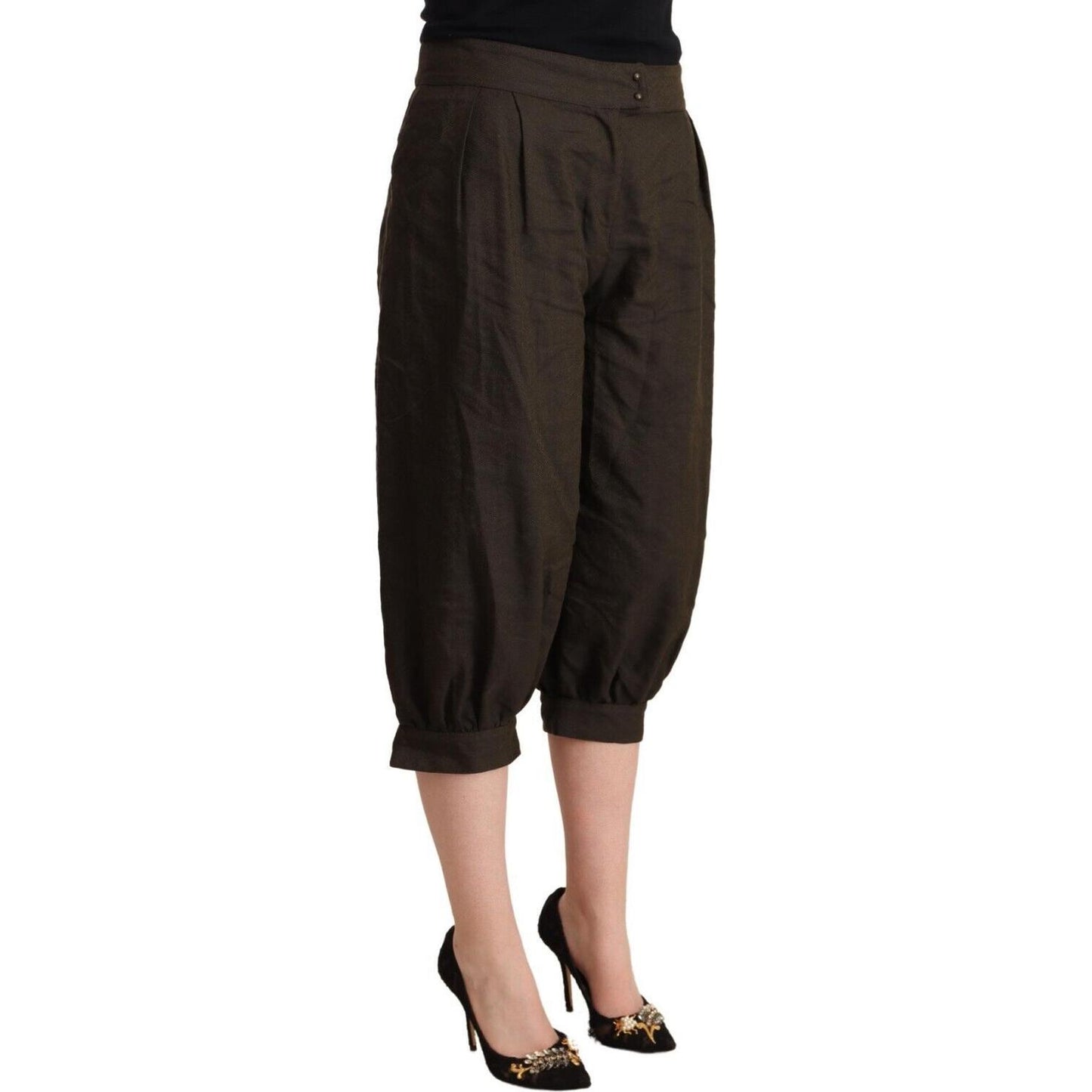 GF Ferre Chic Cropped Harem Pants in Luxe Brown Blend GF Ferre