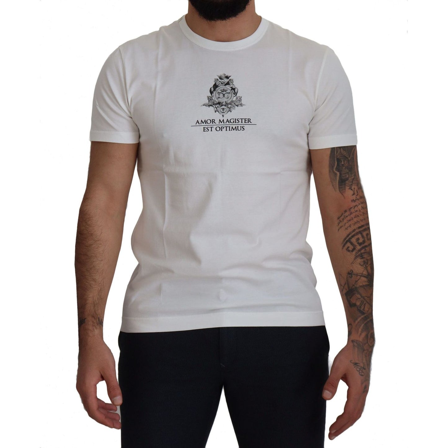 Dolce & Gabbana Chic White Logo Print Cotton Tee Dolce & Gabbana