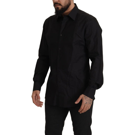 Dolce & Gabbana Sleek Black Tuxedo Dress Shirt - Slim Fit Dolce & Gabbana