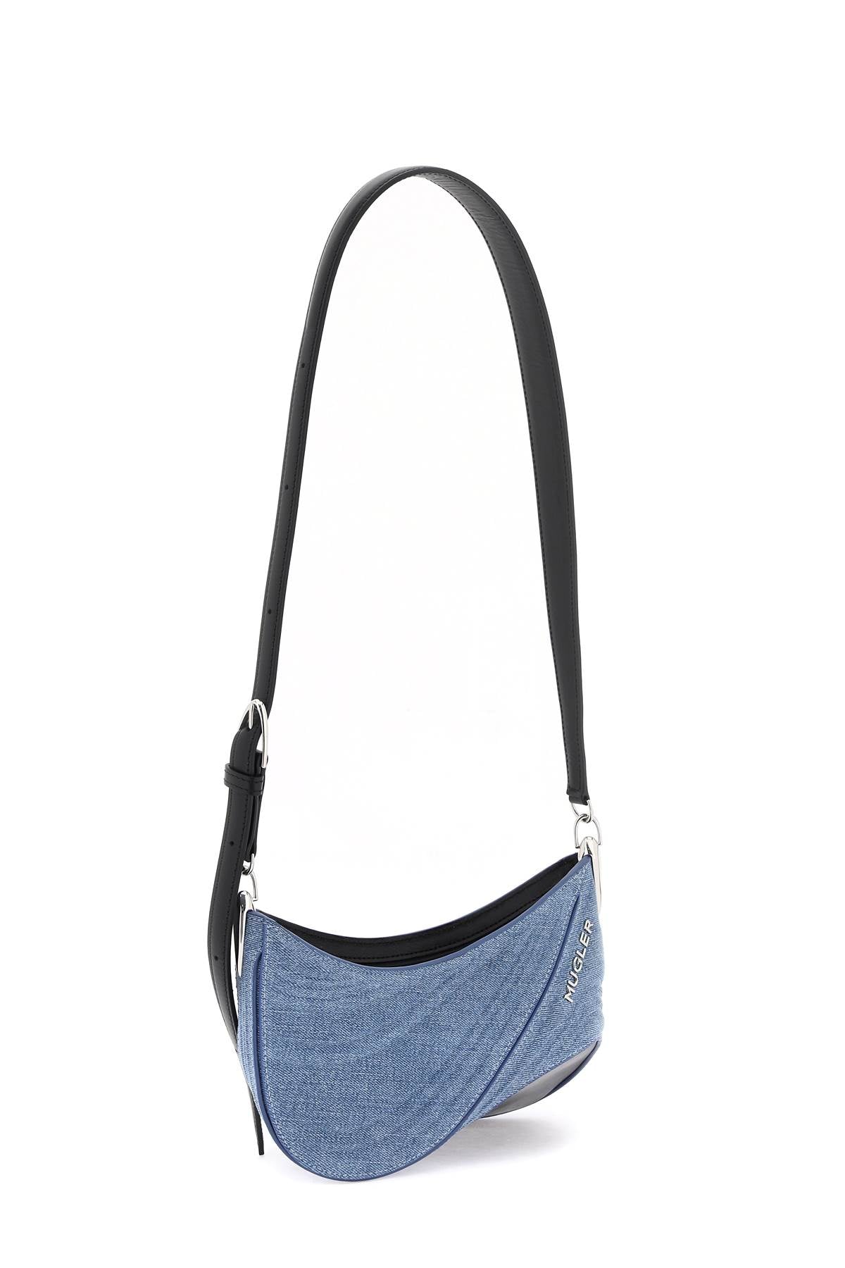 Mugler small denim spiral curve 01 shoulder bag